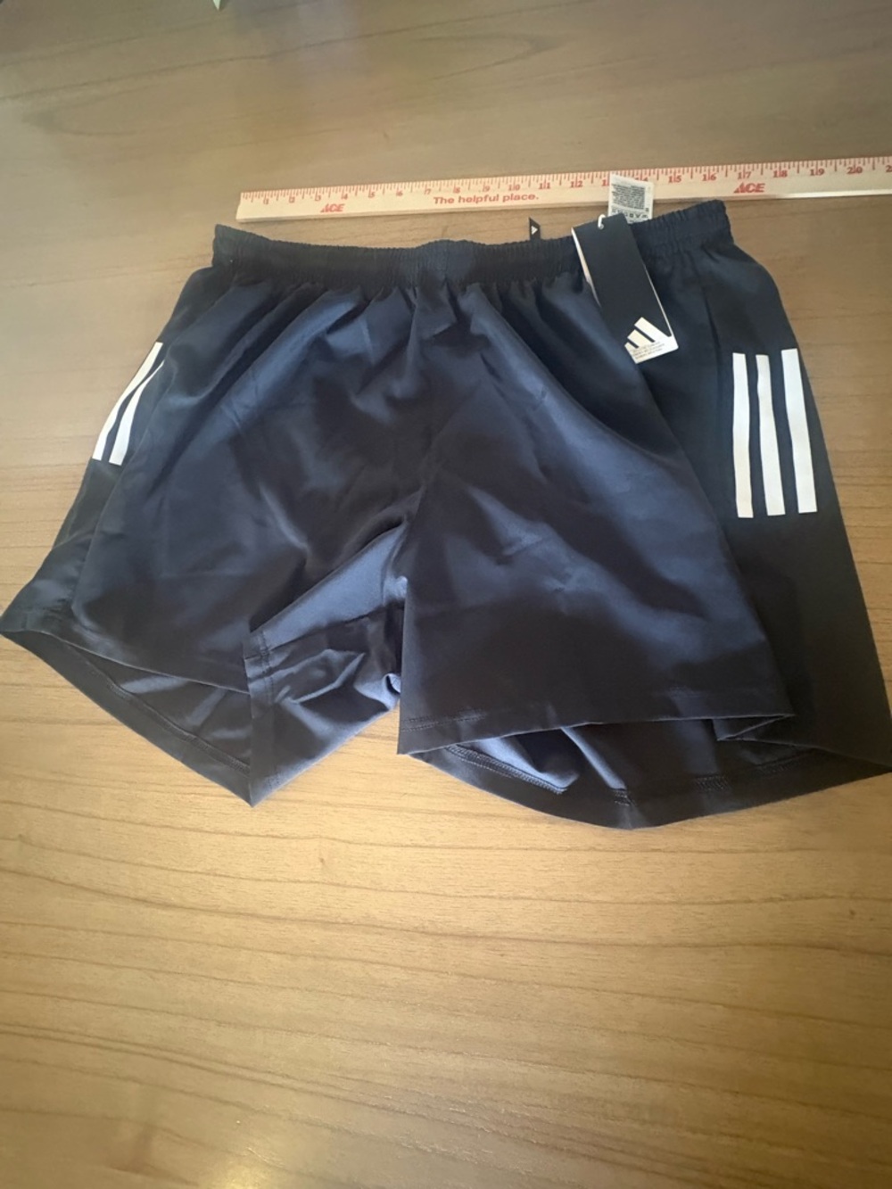 adidas black Athletic Shorts with White Three-Stripe Detail